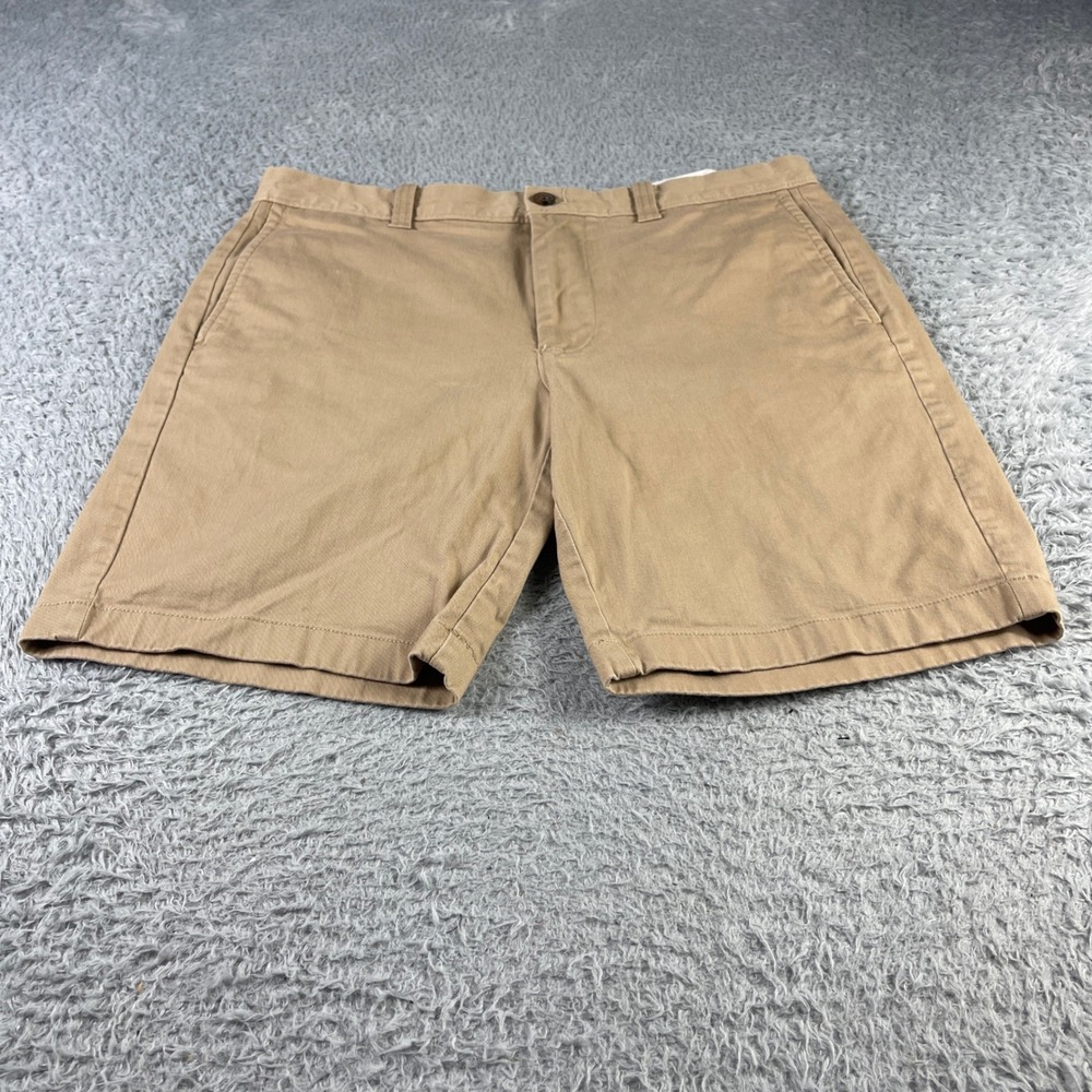 J.Crew Mens 33 Khaki Tan 9 Inch Inseam Stretch Chino Shorts Classic Fit